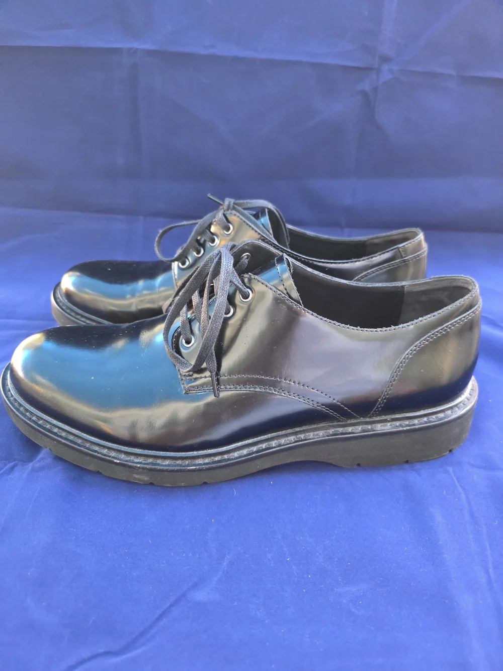 AllSaints Mercy Black Patent Leather Derby Shoes
